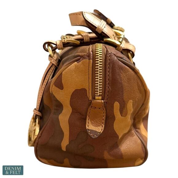 Michael Kors Camouflage Satchel Bag with Gold Hardware & MK Charm Purse ~ RARE! - Picture 6 of 14